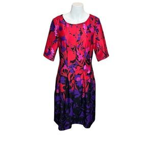 Julian Taylor red and purple floral dress size 8